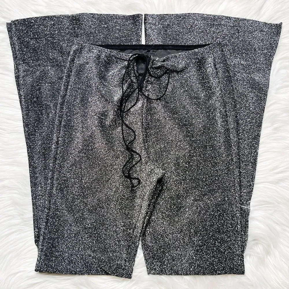 SHEIN Sparkle Open Leg Flare Pants Silver Size XS